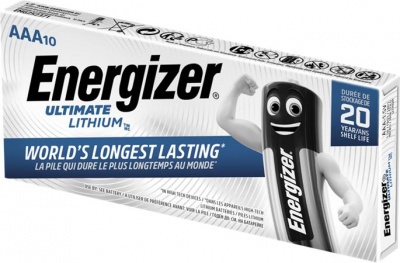 Elem, AAA mikro, 10 db, lítium, ENERGIZER "Ultimate Lithium"